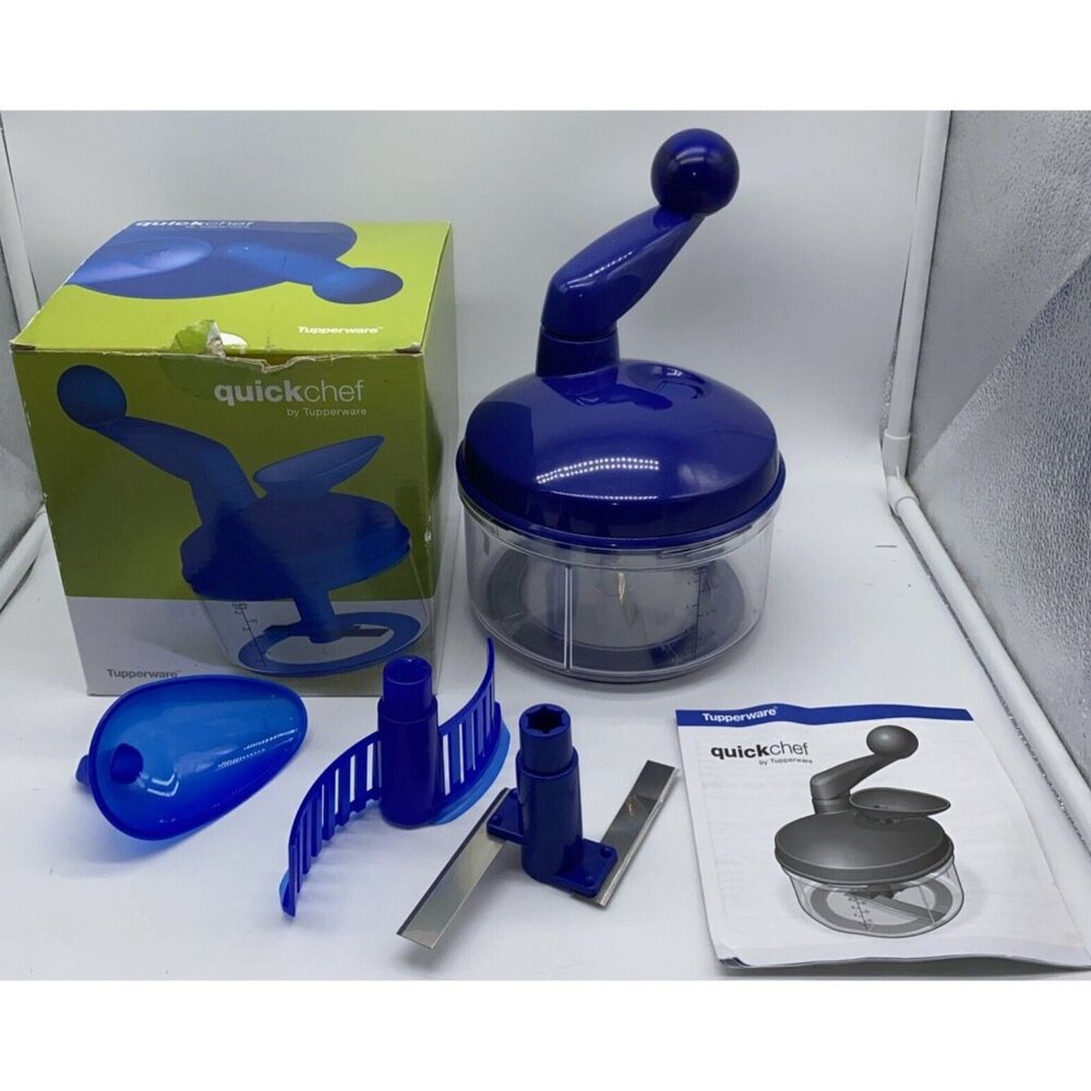 Tupperware Quick Chef Sapphire Blue Non-Electric Food Processor Chopper